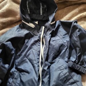 Old Navy Navy Baby Hooded Jacket with White Zipper